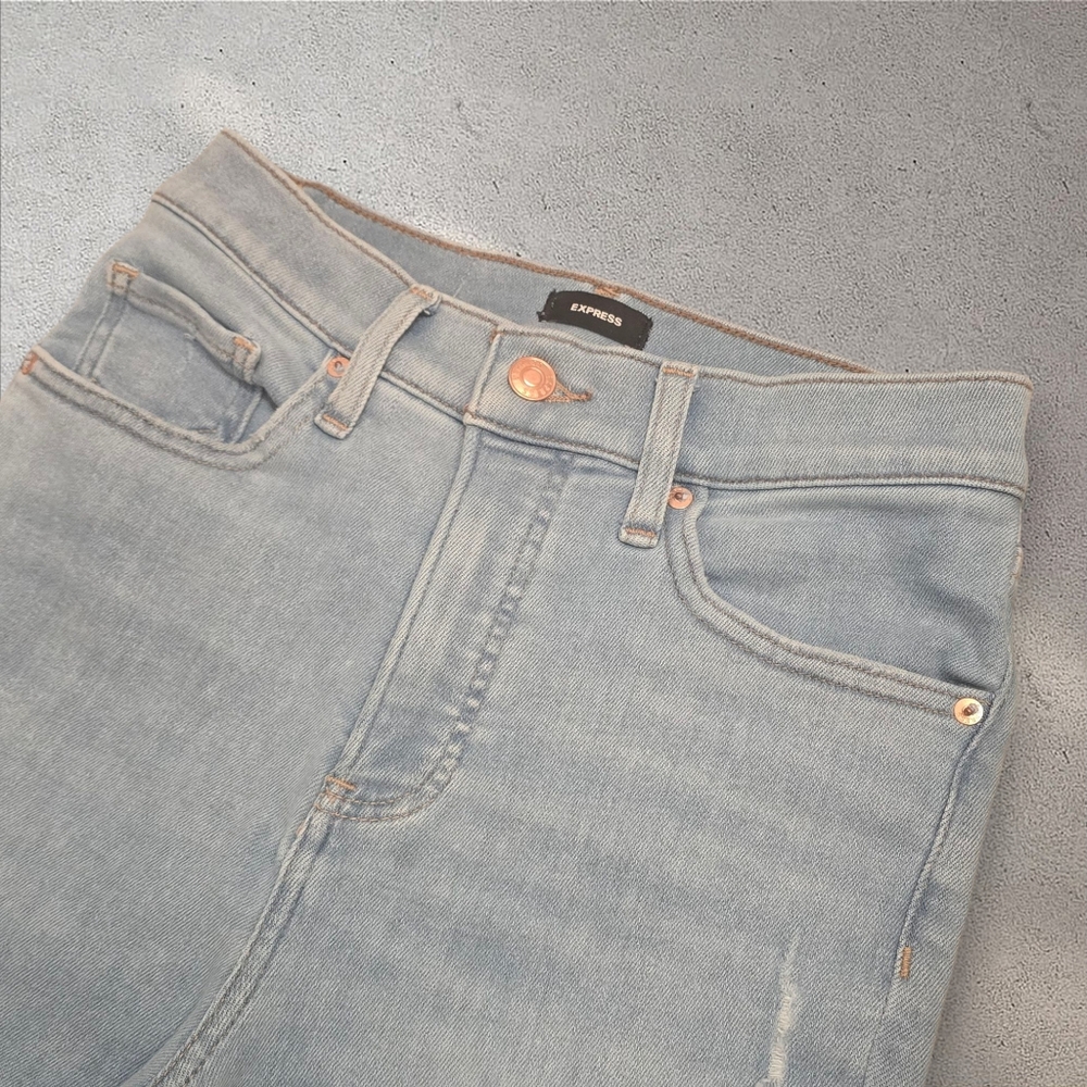 Express High Waist Ripped 90s Slim Jeans Size 4 Long - Picture 4 of 11